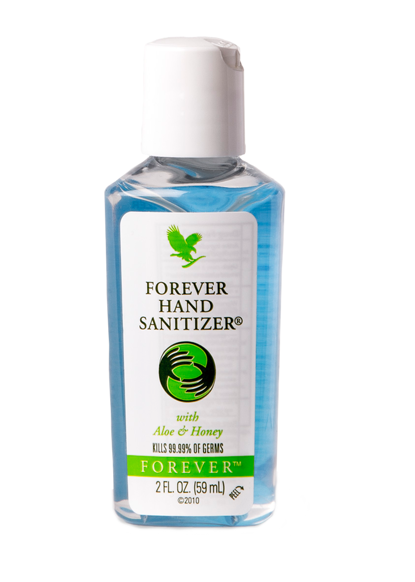 A handy hand sanitizer. Forever Hand Sanitizer effectively disinfects your hands, while Aloe vera conditions and soothes your skin.