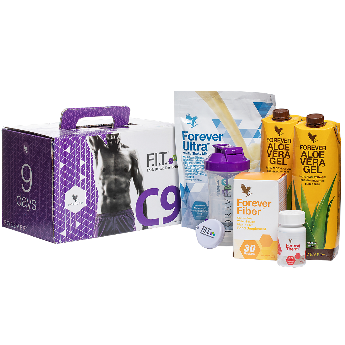 The C9 programme gives you Forever Ultra, Forever Therm, Forever Fiber and Forever Aloe Vera Gel – as well as a manual to help you change your lifestyle.