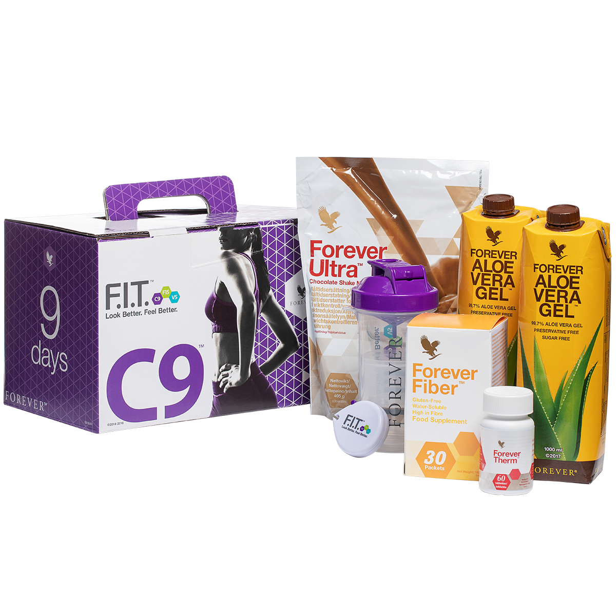 The C9 programme gives you Forever Ultra, Forever Therm, Forever Fiber and Forever Aloe Vera Gel – as well as a manual to help you change your lifestyle.
