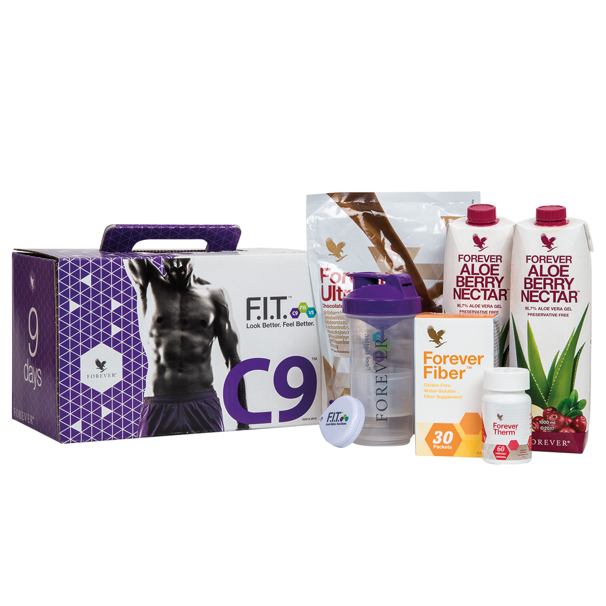 The C9 programme gives you Forever Ultra, Forever Therm, Forever Fiber and Forever Aloe Vera Gel – as well as a manual to help you change your lifestyle.